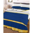 thumbnail image 3 of Quilts King Size Bedding Set, Modern Navy Blue Gold Lightweight Quilted Comforter, Minimalist Geometric Yellow Striped Soft Reversible Bedspread Coverlet with Pillow Covers for All Season, 96" x 106", 3 of 7