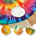 thumbnail image 4 of Colorful Rainbow Tie Dye Spiral Pattern Round Fitted Tablecloth with Elastic Edge,Dining Table Cover Waterproof,Outdoor Round Tablecloth for Camping,Dining,Indoor and Outdoor, 4 of 7