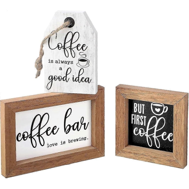 Coffee Bar Decor Sign Farmhouse Coffee Bar Wood Sign But First Coffee Wood Sign Mini Rustic Coffee Wooden Table Centerpiece Coffee Tiered Tray Decor f