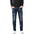 thumbnail image 2 of Ma Croix Mens Biker Jeans Slim Fit Distressed Ripped Zipper Stretch Denim Pants, 2 of 6