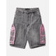 thumbnail image 2 of Pantalones cortos de mezclilla con bolsillos laterales en ángulo estilo retro americano para hombre, pantalones cortos de mezclilla holgados de estilo hip hop de estilo urbano de verano Y2K para mujer, 2 of 5
