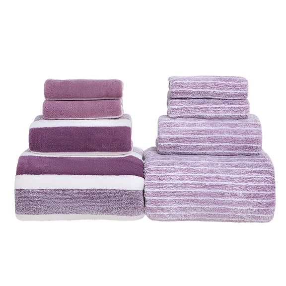 AUQ 8 Pack Plush Absorbent 100% Cotton Bath Towel Set,2 Bath Towels 4 Hand Towels 2 Washcloths,Luxury 8 Piece Towel Set for Bathroom Spa Gym,Family Bath Towel Set