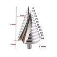 thumbnail image 2 of Broca escalonada de acero rápido 4241, 6-60mm, para perforación precisa en metal, madera y plástico, diseño en espiral, larga duración., 2 of 6