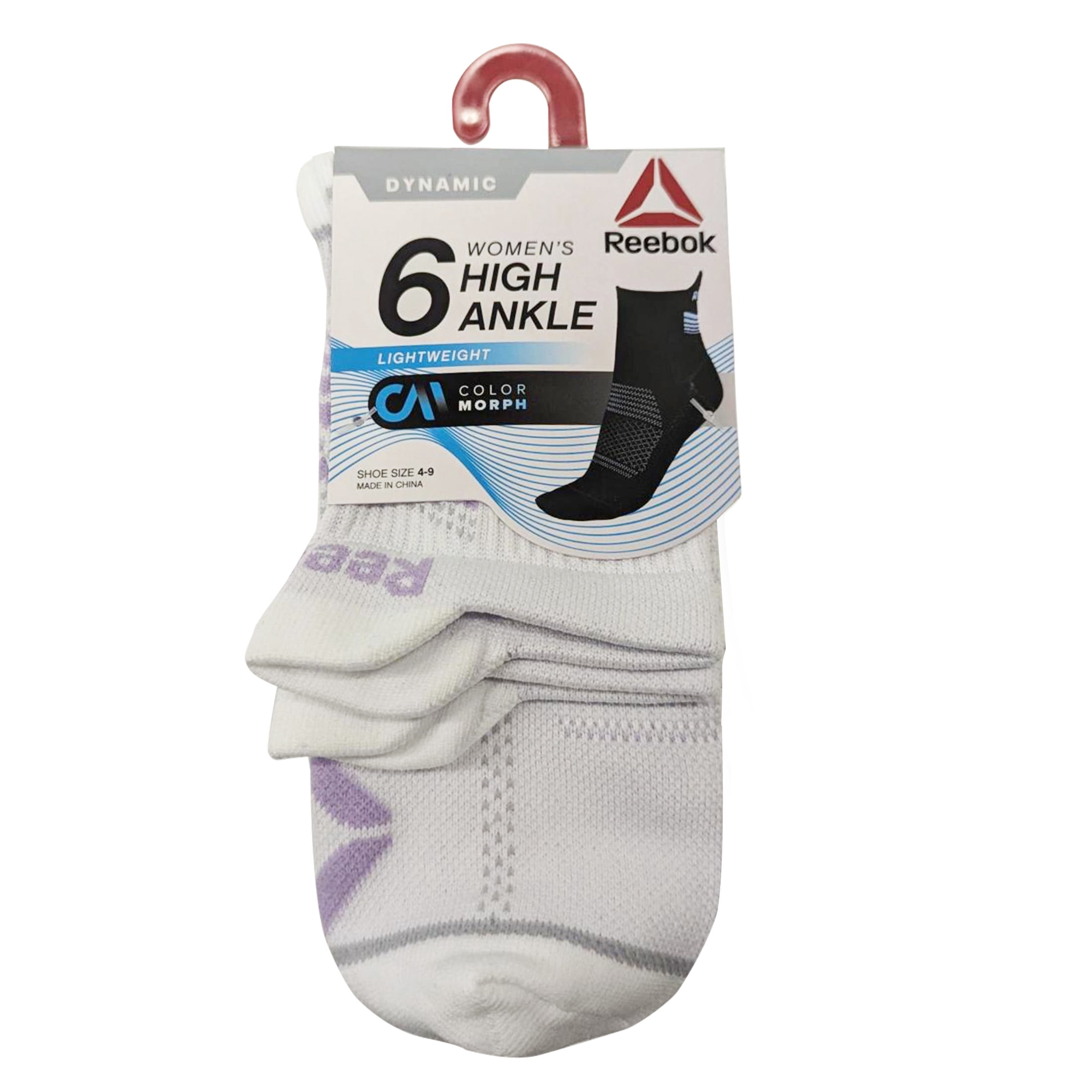 Reebok Women's Dynamic Lightweight High Ankle Socks, 6-Pack