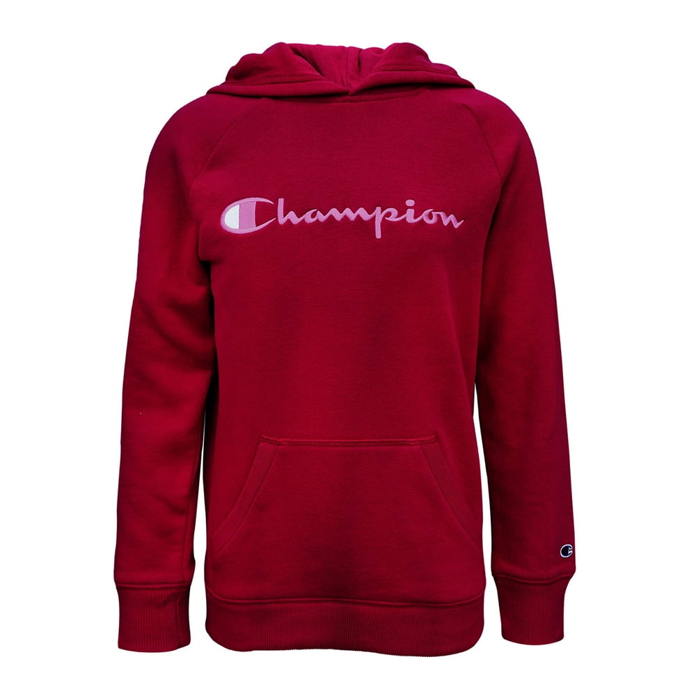 Champion - Champion Girls 7-16 Embroidered Logo Raglan Fleece Hoodie ...