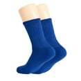 thumbnail image 2 of Solid Cotton Cushion Crew Socks for Women and Men Parliament Blue 3 Pairs Size 9-11, 2 of 9