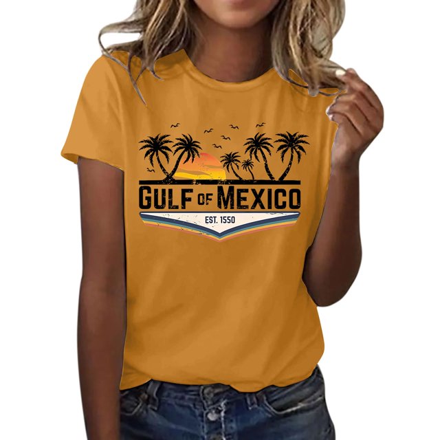 WZXFASHION T-shirt Imprimé Lettres EST. 1550 Col Rond Manches Courtes Décontracté Soldes Aujourd'hui Prime T-shirt Manches Courtes pour Femmes