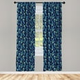 thumbnail image 2 of Ambesonne Peacock 4-Panel Curtains, Peacock Bird Feathers, 56"x95", Navy Blue Orange, 2 of 4