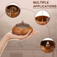 thumbnail image 5 of Threns 2 Pack Incense Burner Processed Walnut Incense Cone Holder with Cover and Fireproof Cotton Vintage Incense Burner Holder for Living Room Bedroom Study Office, 5 of 11