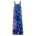 thumbnail image 5 of JULMCOMO American Flag Jumpsuits for Women Independence Day Cotton Linen Summer Patriotic Rompers 250th Year Wide Leg Sleeveless Stars Stripes Pants with Pockets Dark Blue L, 5 of 6