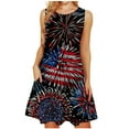 thumbnail image 1 of USSUMA Sundresses for Women 4th of July Sleeveless Casual Dresses for Women Independence Day Tshirt Swing Midi Dresses Women Summer Round Neck Beach Dresses Wedding Guest, 1 of 4