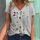 thumbnail image 1 of ICHUANYI Clearance Fashion Woman Causal V-Neck Printing Blouse Short Sleeve T-Shirt Summer Tops(Gray, L) ICHUANYI WER2023081007603, 1 of 5