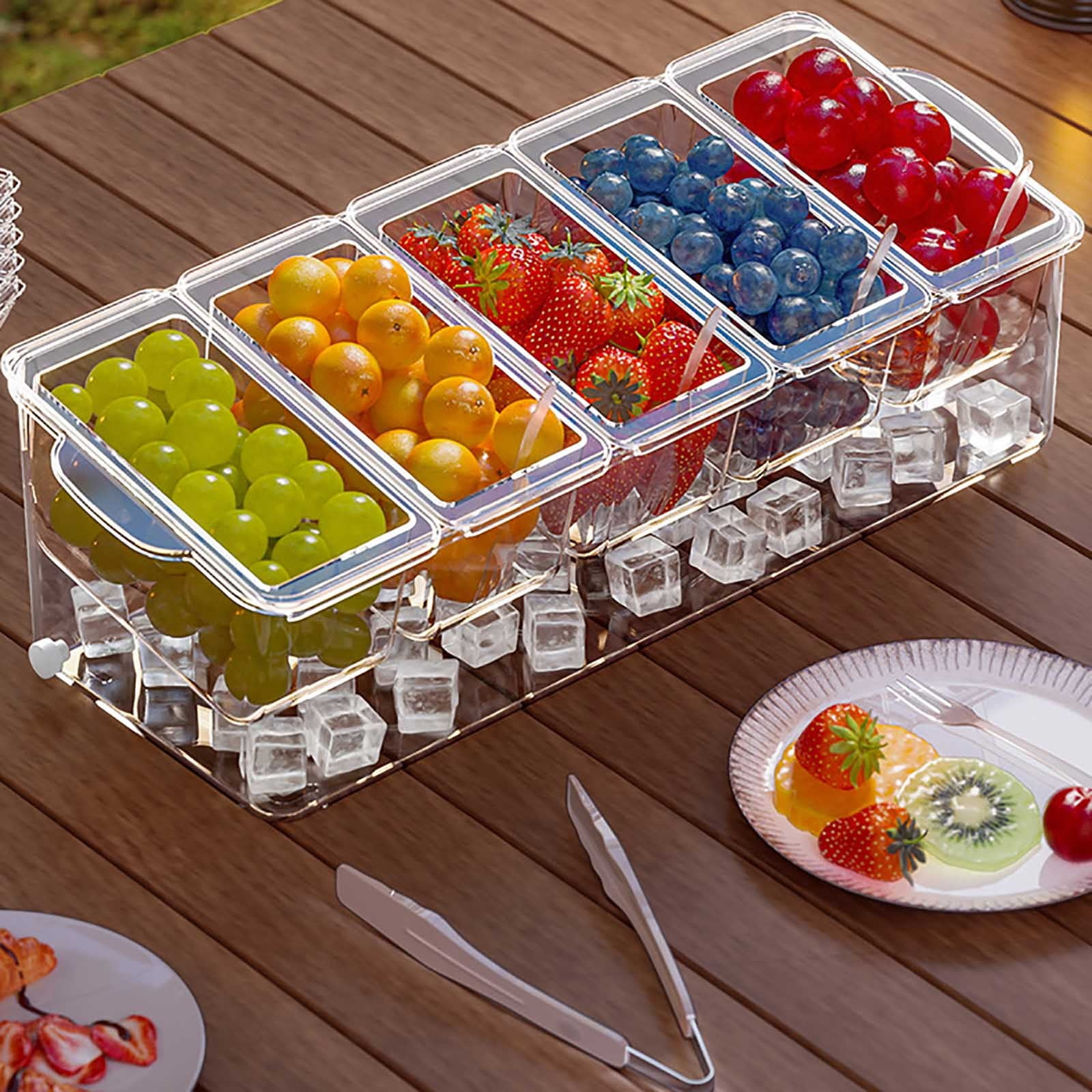 Food Safe Fruit Storage Container with Divided Sections, Compact Picnic Organizer for Fresh Produce Snacks, Portable Kitchen Storage Box