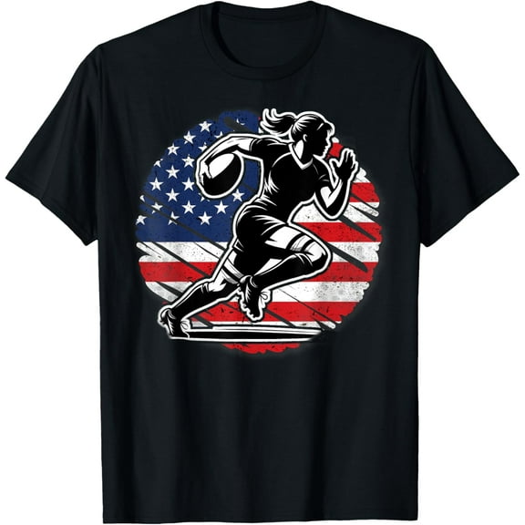AMERICAN RUGBY Player Woman Flag USA United States T-Shirt