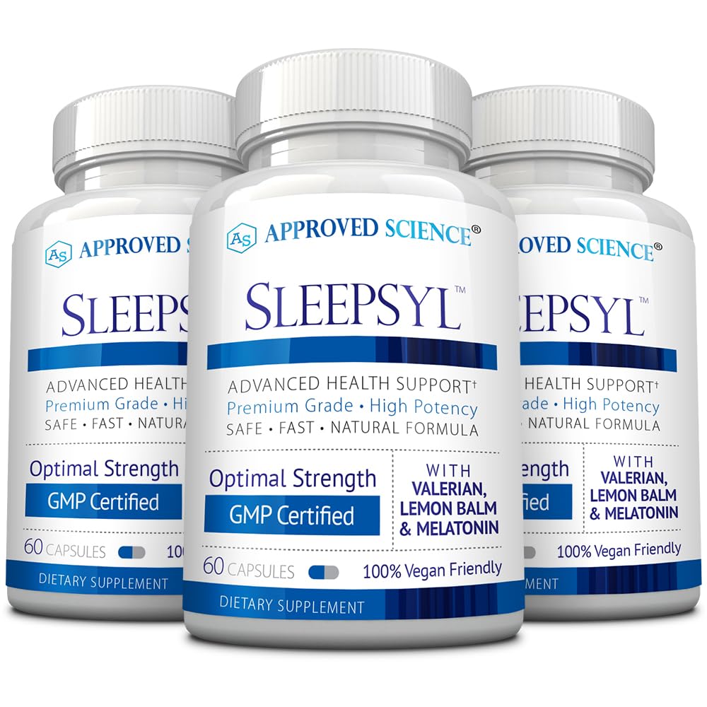 Approved Science Sleepsyl - Sleep Supplement - Valerian Root, Lemon Balm, Melatonin, Chamomile, L-Ornithine - Vegan, 60 Capsules (Pack of 3)