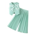 thumbnail image 4 of Two Piece Set for Girls Bow Sleeveless Vest and Wide Leg Pants Sets Summer Outfits Girls Sets Size 4-5 Years, 4 of 9
