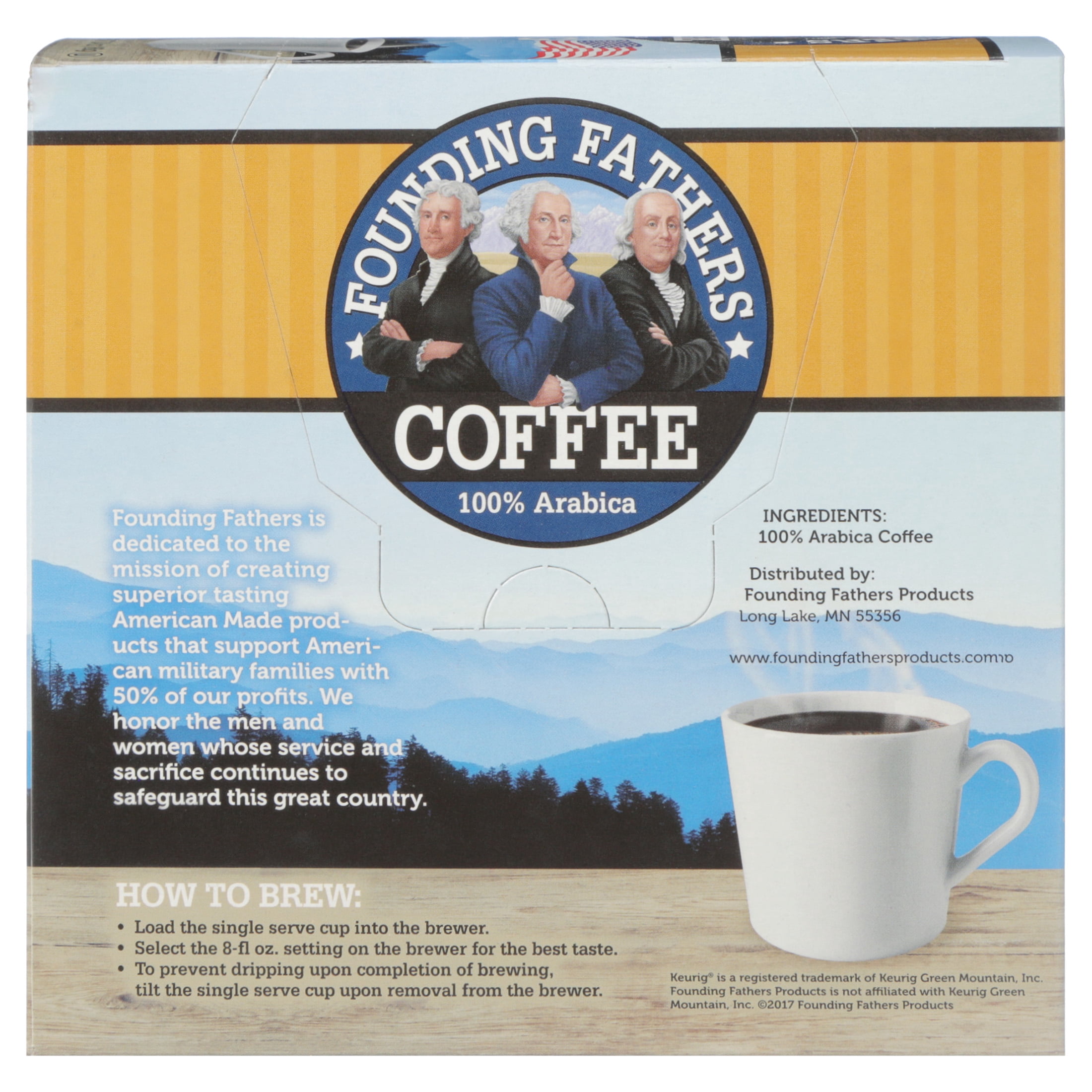 Founding Fathers Morning Blend Coffee 100% Arabica Kcups, 16 Ct