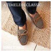 Minnetonka Men's Pile Lined Soft Leather Sole Slipper, Brown, 11 W