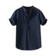 thumbnail image 2 of pstuiky Camisa de manga corta para hombre, Camisa de hombre de Europa y América, de manga corta, con cuello alto y boca abierta, blusa de manga corta. ropa de hombre xl, 2 of 6