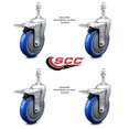 thumbnail image 2 of 5 Inch Blue Polyurethane Swivel 10mm Stem Caster Set with Total Lock Brake, 2 of 2