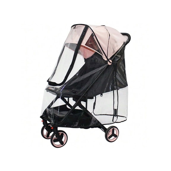 1 Transparent Stroller Rain Cover Made Of EVA Material Which Is Windproof Rainproof Dustproof Snow Proof Insect Proof Highly Flexible Breathable Easy To Install Universal Fit