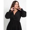 thumbnail image 2 of ELOQUII Women's Plus Size Knot Front Pleated Skirt Dress, 2 of 3