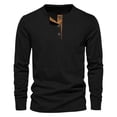 thumbnail image 6 of vdgthytj Basic Tops for Men Casual Round Neck Long Sleeves Pullover Blouse Fashion Breathable Button Solid Color Shirt, 6 of 6