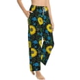 thumbnail image 2 of Uemuo Sunflowers And Blue Flower Pattern Women's Wide Leg Palazzo Lounge Pants with Pockets Light Weight Loose Comfy Casual Pajama Pants-Large, 2 of 9