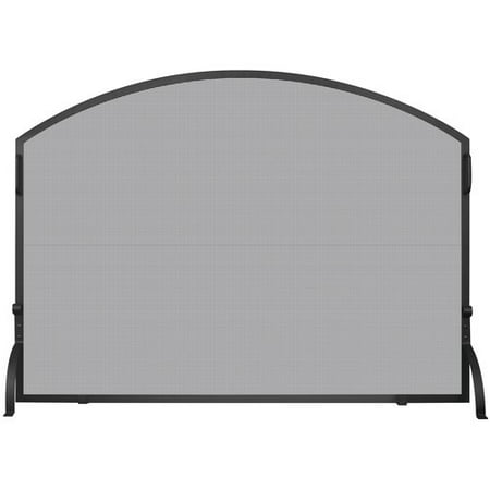 Natural Wrought Iron Screen - Uniflame Corporation Single Panel Wrought Iron Arch Top Fireplace Screen