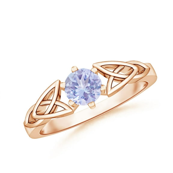 ANGARA Natural Solitaire Round Tanzanite Celtic Knot Ring in 14K Rose Gold for Women (Size-5mm) | December Birthstone, Birthday, Anniversary, Jewelry Gift for Women | Natural Tanzanite Ring