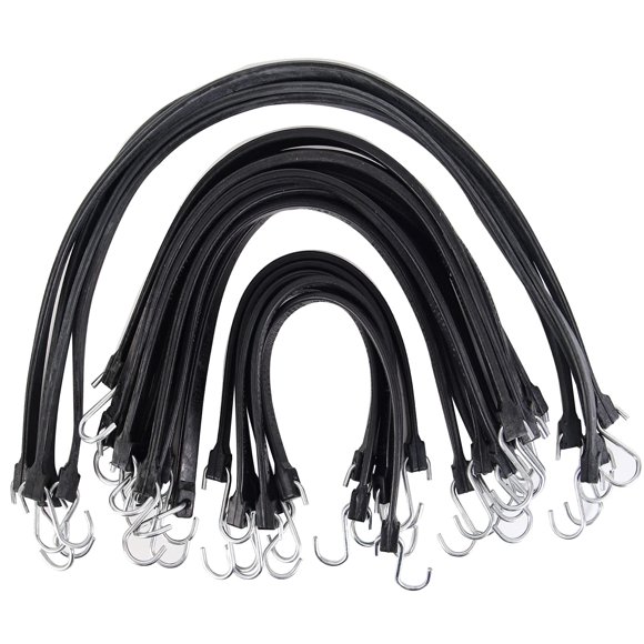 XSTRAP STANDARD Multiple Size Natural Rubber Tarp Bungee Straps Tie Down Cords with S Hooks Heavy Duty Ideal for Securing Tarps - 20 Pack