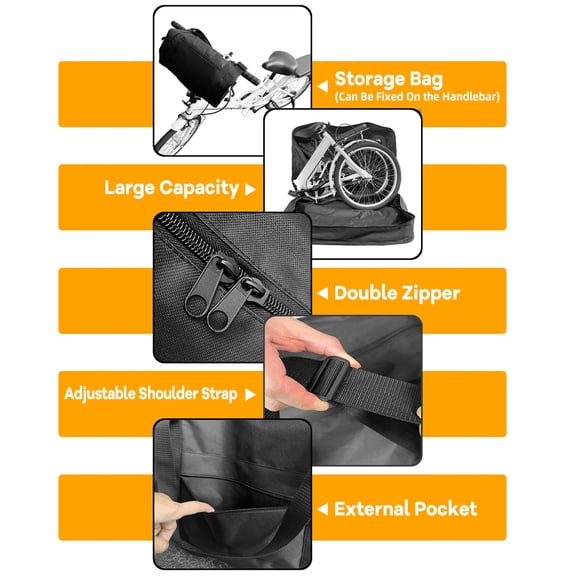 Brynna Folding Bike PouchFolding Bike Travel Bag Durable Oxford Cloth Carrying with Shoulder Strap for 21 26 Inch Folding Bikes Transport Storage on Cars Trains Subways Type