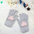 thumbnail image 4 of Tnobhg 1 Pair of Women Winter Gloves Heart Pattern Full Finger with Touch-Screen Design Non-Slip Fashionable Warm Knit Mittens, 4 of 8
