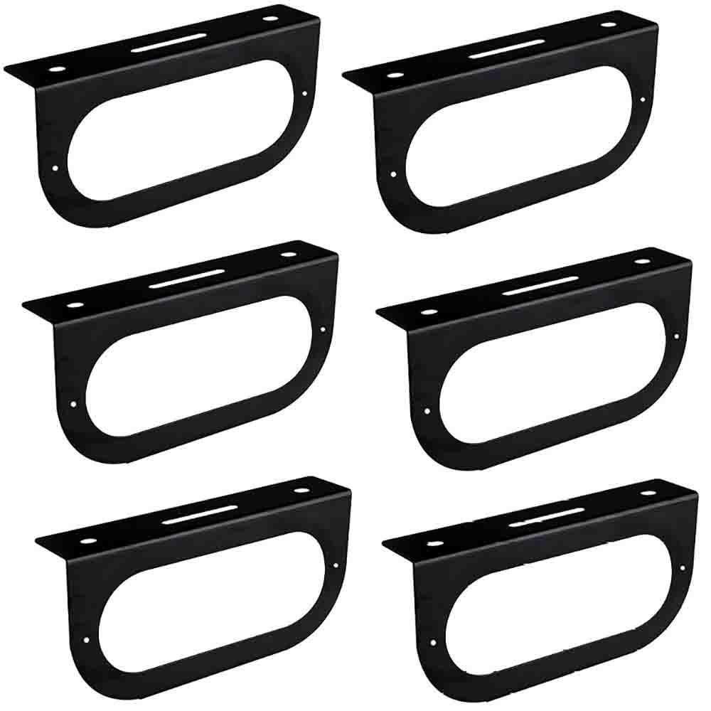 (6) Black Taillight Mounting Brackets fits 6" Oval Brake Light for Semi