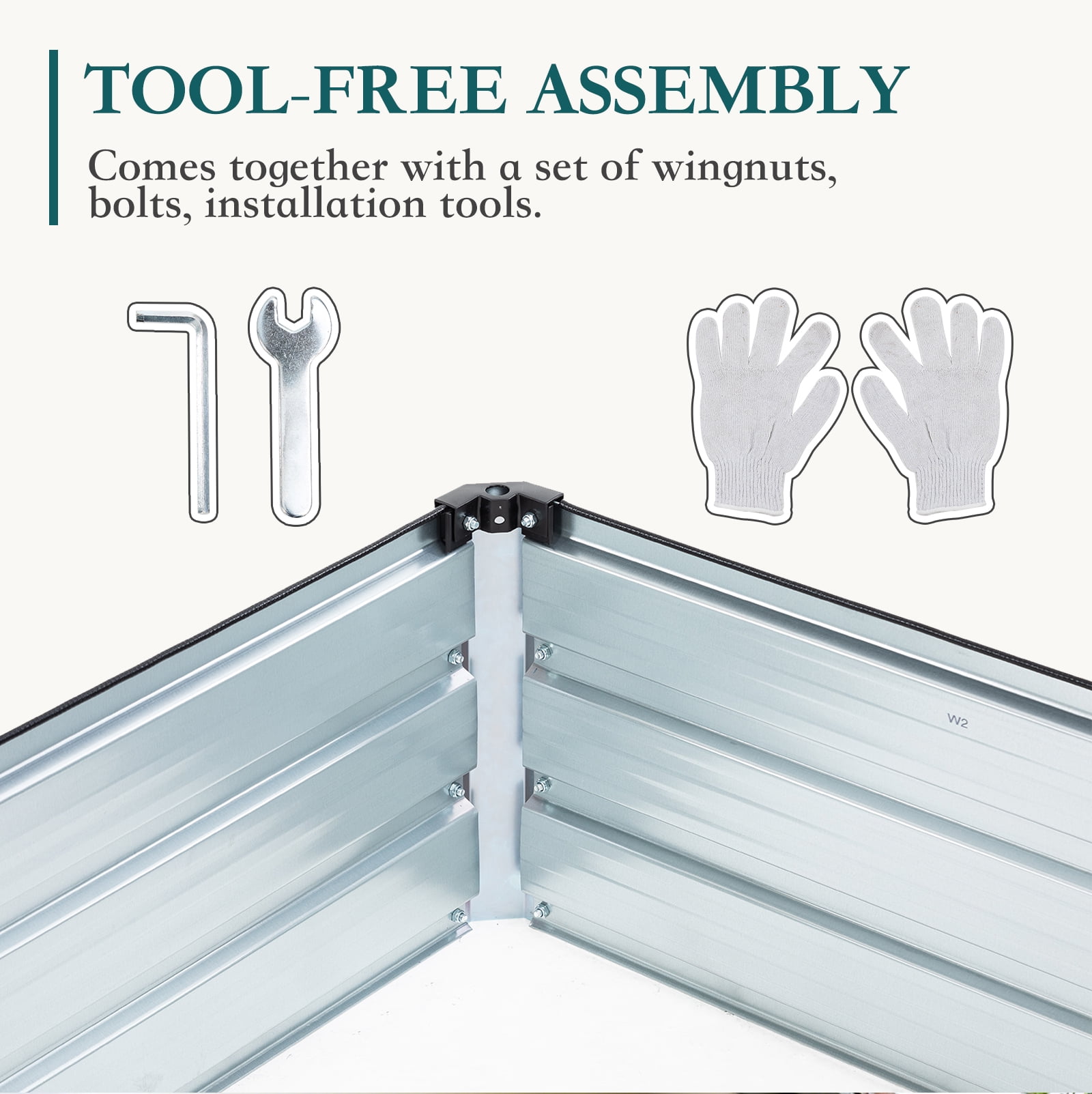 EDX Outdoor 2-Pack Metal Raised Garden Bed 6x3x1FT, Steel with Support Bars, Rust-Resistant Coating, Open Base for Drainage, Silver