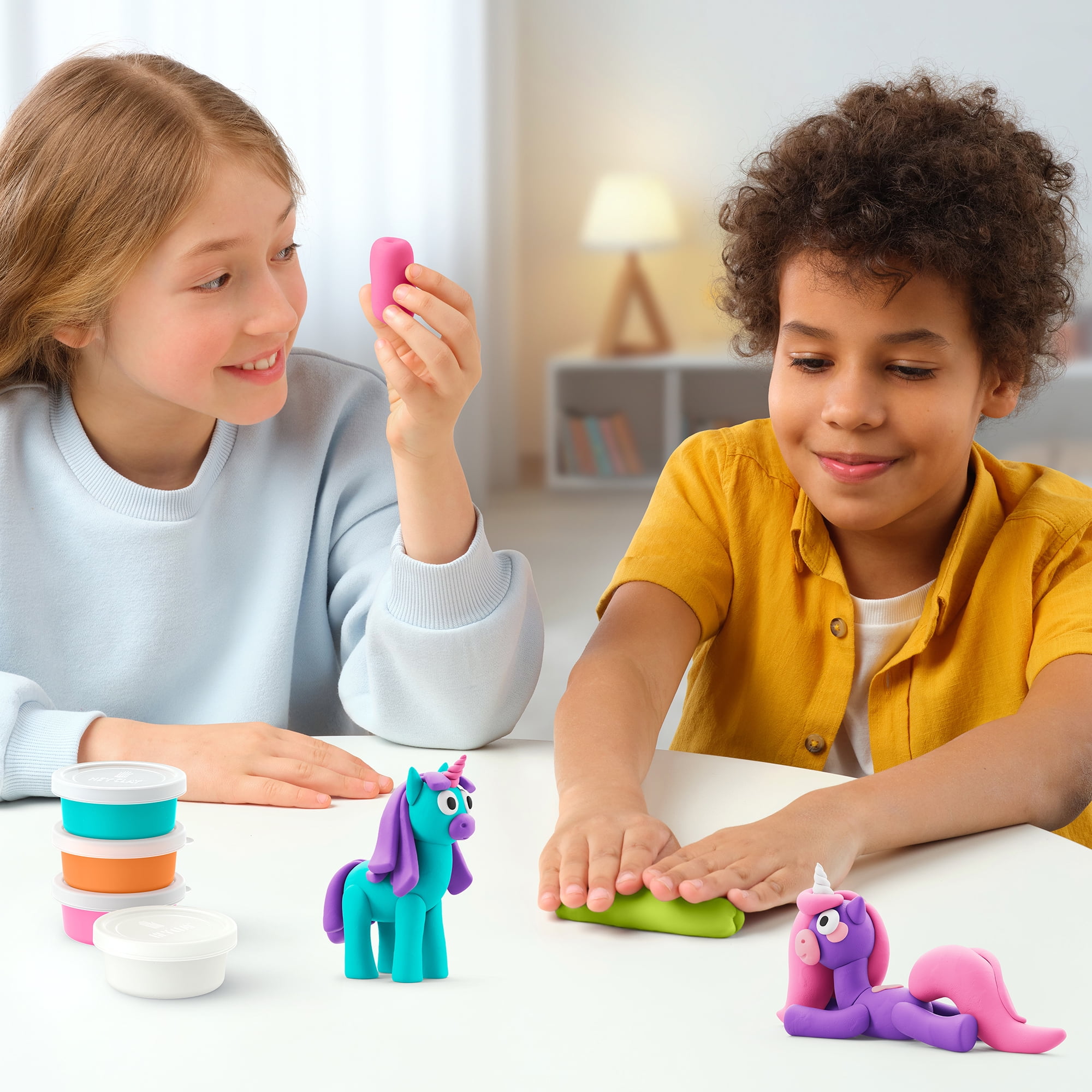 Hey Clay Rainbow Unicorns, Air Dry Clay Kit with Interactive App for Kids & Tweens