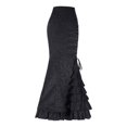thumbnail image 4 of Women‘s Retro Lace-Up Drawstring Tiered Ruffle Maxi Long Mermaid Pencil Skirt, 4 of 6