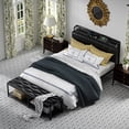 thumbnail image 6 of VECELO 2-Piece Bedroom Sets, Queen Size Bed Frame with Storage Bench, Leather Bedframe with Charging Stations, Black, 6 of 10