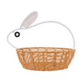 thumbnail image 1 of Cesta para huevos de Pascua con asa - Bolsa de ratán sintético con orejas de conejo - Organizador de dulces de conejo tejido para decoración de fiestas de primavera y almacenamiento en el aula, 1 of 6