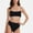 Black, variant on Swim Women's Ribbed Bikini Set with Scoop Neck Bralette and High Cut Bottoms - Medium, Black