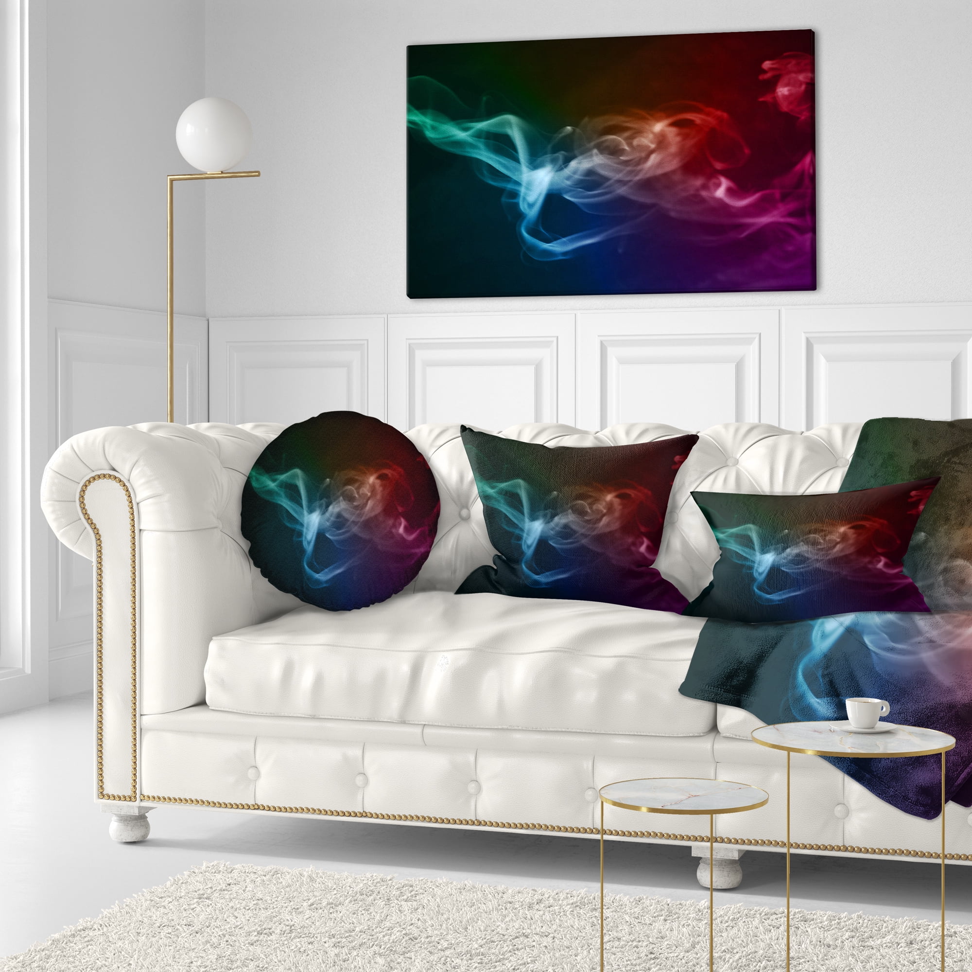 Designart Abstract Fractal Smoke Waves - Abstract Throw Pillow - 12x20