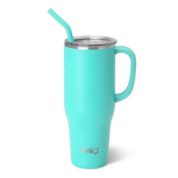 Swig Life 40oz Mega Mug | Insulated Stainless Steel Tumbler with Handle | Aqua