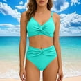 thumbnail image 7 of High Waisted Bikini Sets for Women,Push Up Swimsuits Stretch Fit V Neck Twist Front Bathing Suit, 7 of 7