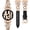 Black/Rose Gold, variant on Wearlizer Leather Band Compatible with Samsung Galaxy Watch 7/6/5/4/FE/Active 2 40mm 44mm, Watch 6 Classic 43/47mm, Watch 5 Pro 45mm, Dressy Metal Chain Strap Women with Camellia Charm