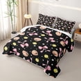 thumbnail image 3 of Feelyou Softball Bowknot Stars Twin Quilt Set for Girls, Black Pink Cartoon Style Twin Coverlet Set, 2pcs, 3 of 7