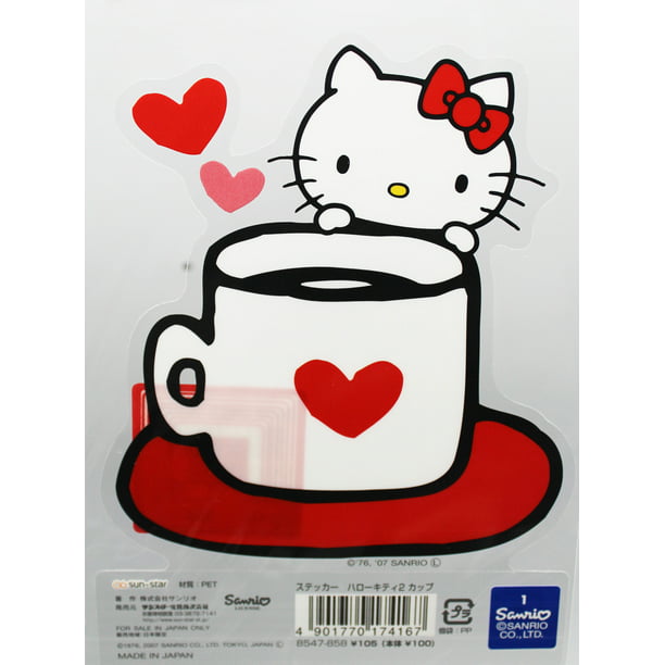 Download Hello Kitty Coffee Cup With a Heart Decorative Sticker Decal - Walmart.com - Walmart.com