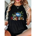thumbnail image 1 of Camisetas para mujer, de verano, casual, manga corta, cuello redondo, con estampado, color blanco negro, blusaWomen's Casual Sporty T-Shirt with English Hat Print - Comfy Crew Neck, Short Sleeve Sum, 1 of 6