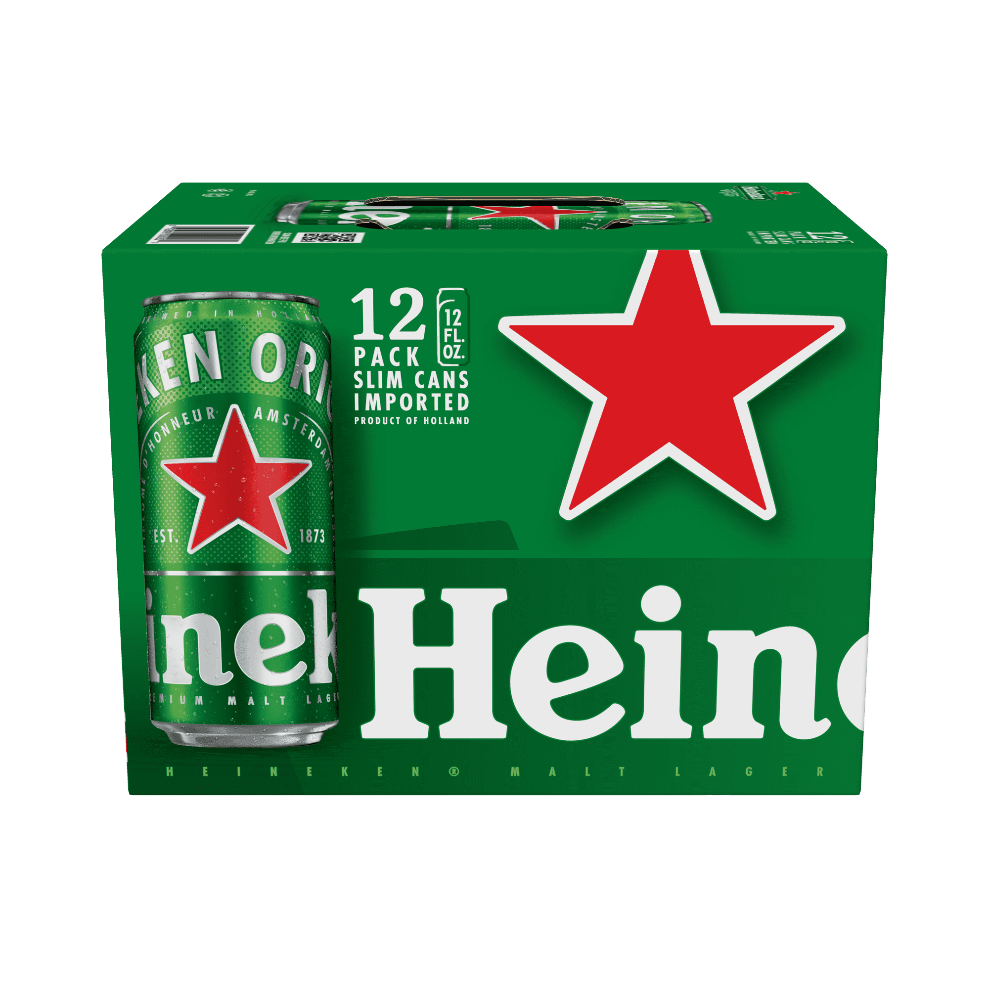 Heineken Original Netherlands Lager Import Beer, 12 Pack, 12 fl oz Cans, 5% ABV