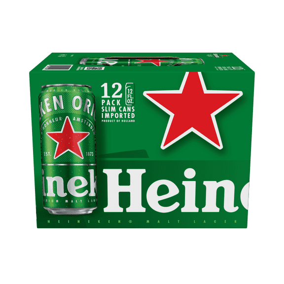 Heineken Original Netherlands Lager Import Beer, 12 pack, 12 fl oz Cans, 5% ABV