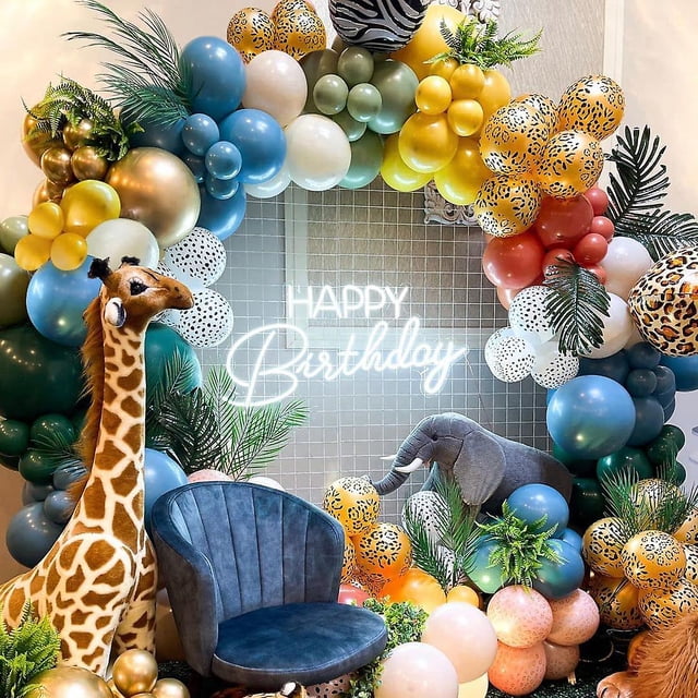 Safari Verde Azul Amarillo Animales Globos Kit De Guirnaldas Coral Rojo Arena Blanca Estampado De Leopardo Cebra Grano Globos De Papel Arco 11 Tipos Para Bosque Selva Wil